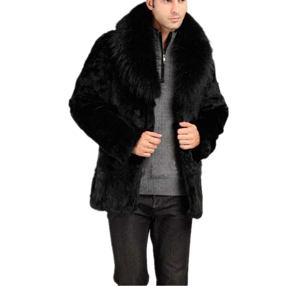 Мужская зимняя куртка из искусственного меха с длинным рукавом и