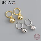 WANTME, минималистичные, Настоящее серебро 925 пробы, 8 мм, круглая подвеска из бисера, серьги-гвоздики для женщин, богемные, панк, мужские ювелирные изделия, подарок