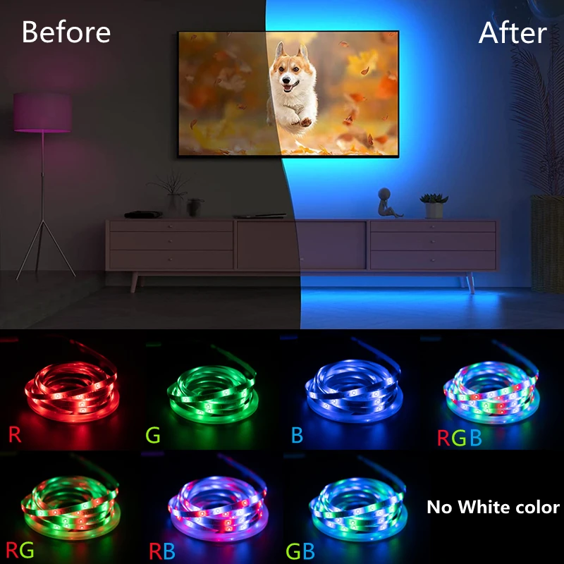 LED Strip Light RGB Diode Flexible Ribbon Lamp Tape SMD2835 Bluetooth IR Remote 3 Key Control DC5V USB Powered DIY TV Backlight images - 2