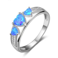 cute women heart shape ring elegant blue imitation fire opal ring for women fashion jewelry accessories party gift