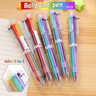 Разноцветные ручки 6 в 1, выдвижная шариковая ручка, удобные канцелярские принадлежности, школьные принадлежности для офиса, студентов, Краска по количеству ТБ