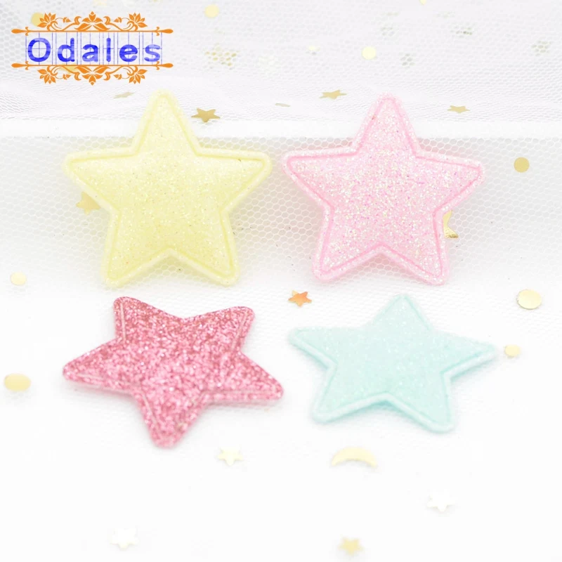 80 шт./лот фетровые мягкие Звездные аппликации конфетных цветов блестящие нашивки