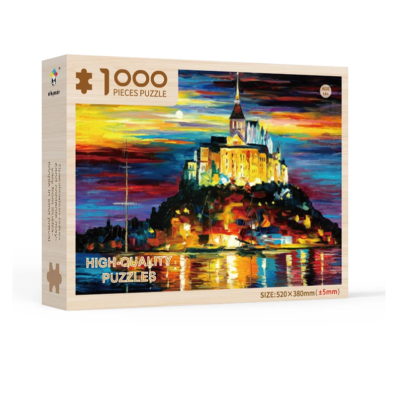 

22 Designs Wooden Puzzle 1000 Pieces Seaside Castle Jigsaw Toy Delicate Box Gift Boys Girls Brain Game Fun Wholesale Party Item