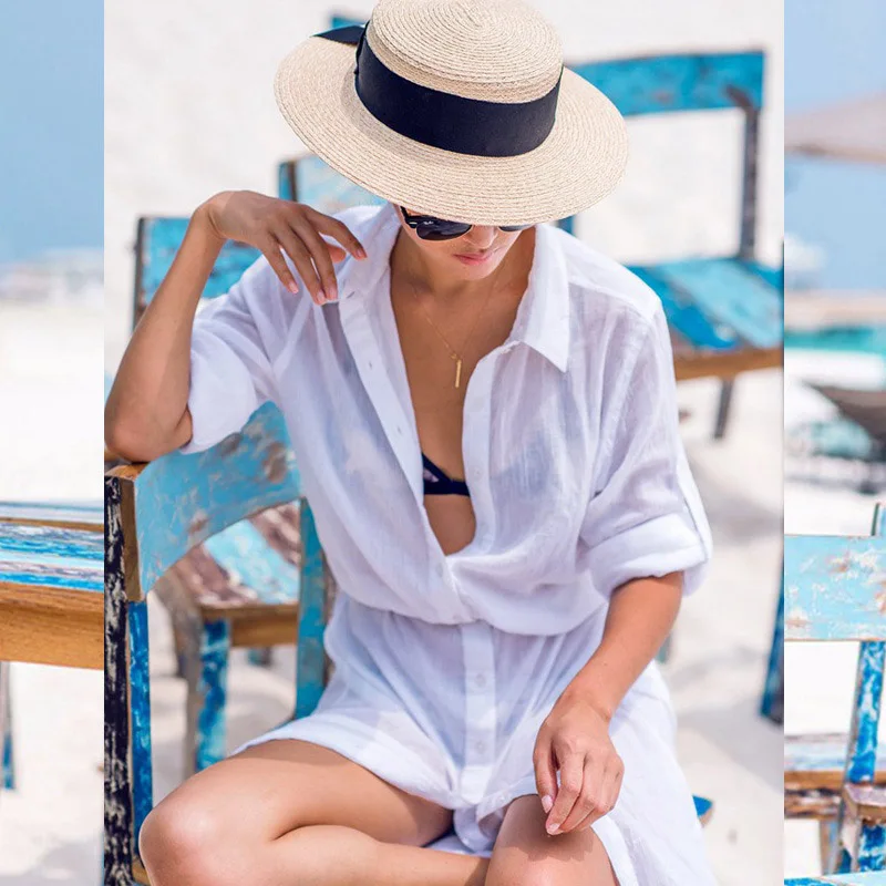 Новинка Пляжное Платье пляжная одежда туники летняя накидка белый и черный