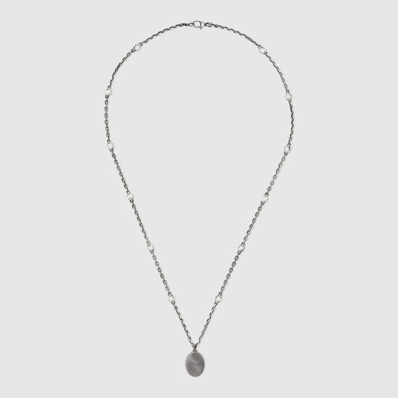 

1-1 silver fashion classic oval tag necklace