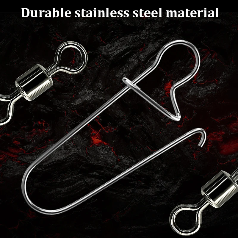 

50pcs Fishing Connector Eight-ring Stainless Steel Snap Fishhook Swivels Tackle for Hooks Fishing Accessories 4/6/8/10/12#