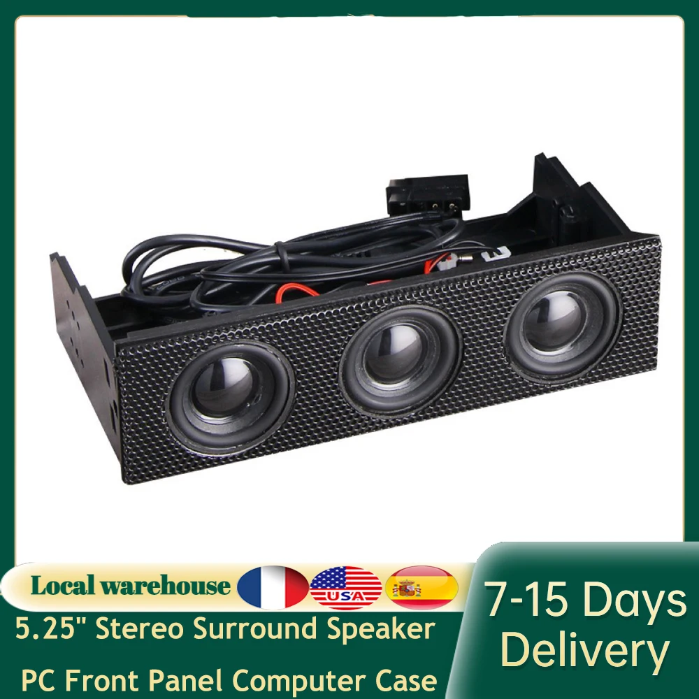 

5.25" PC Front Panel Media Dashboard Stereo Surround Speaker Front Bay Computer Case Built-in Mic Music Speakers Channel 2.1