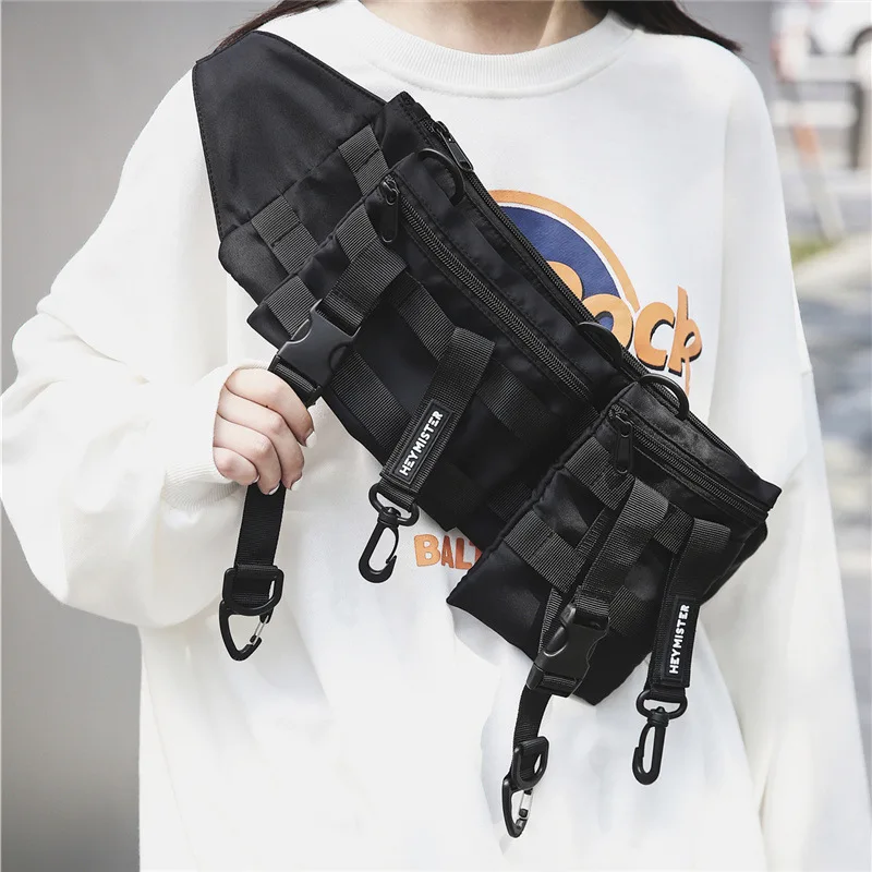 Многокарманная тактическая функциональная поясная сумка Techwear, повседневная сумка для телефона, уличная Сумка для бега в стиле хип хоп, нагрудная сумка с ремнем, уличная одежда
