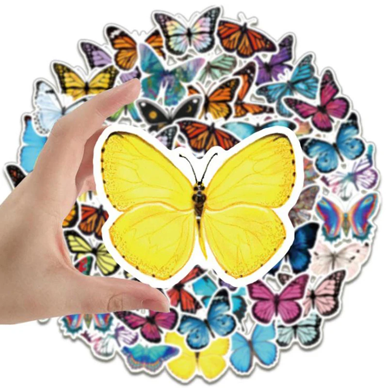 

50Pcs Butterfly Stickers Waterproof Laptop Skateboard Luggage Guitar Stickers