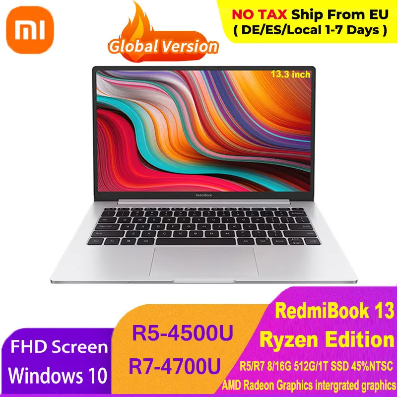 Ноутбук Xiaomi RedmiBook 13 Ryzen Edition ноутбук AMD 4700U/4500U 3 дюйма 512 ГБ/1 ТБ SSD Windows 10