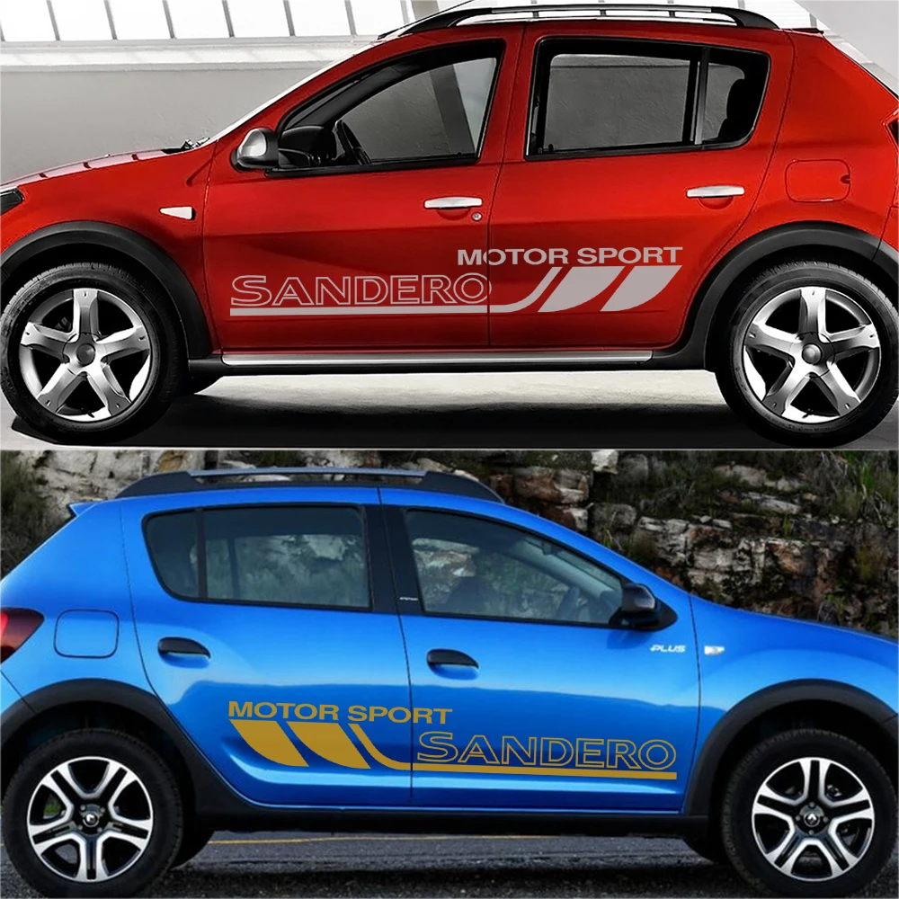 

2 Pcs Car Door Side Sticker Body Decoration Film Vinyl PVC Decals Graphic Vinyl For Dacia Sandero Sports Accessories For Racing