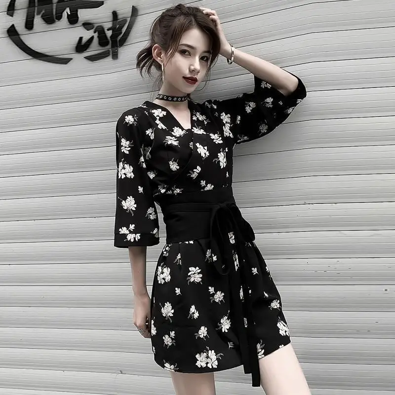 

Vestidos De Mujer Casual Summer Dress Mid-section Stitching Floral Skirt Temperament High Waist Thin All-matched And Comfortable