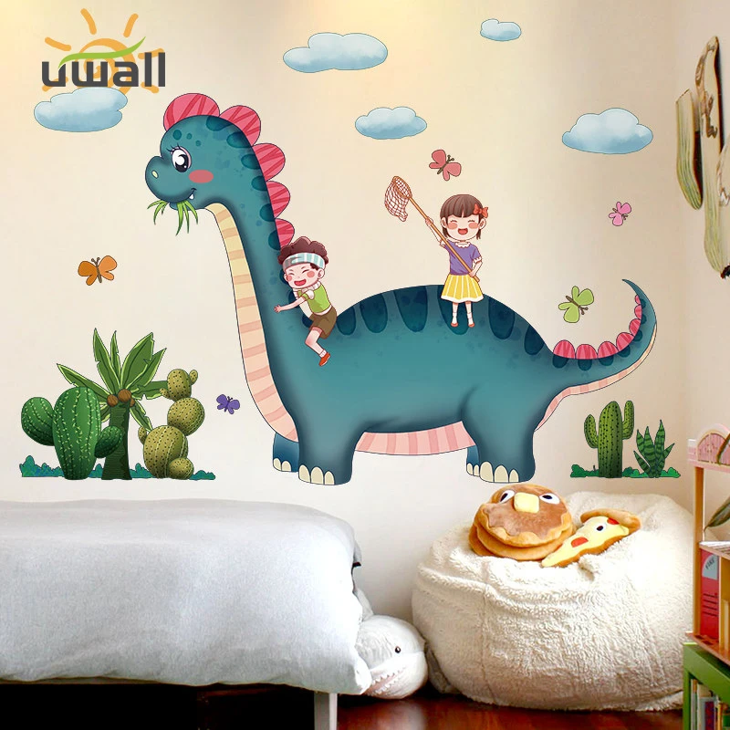 

PVC Cartoon Cute Dinosaur Wall Stickers For Kids Rooms Home Decor Stickers Baby Child Bedroom Wall Decoration Anime Sticker