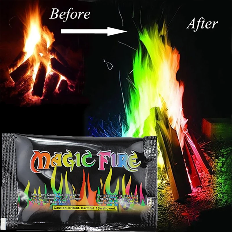 

Magic Fire Mystical Tricks Colored Flames Bonfire Sachets Fireplace Pit Patio Toy Professional Magicians illusion Pyrotechnics