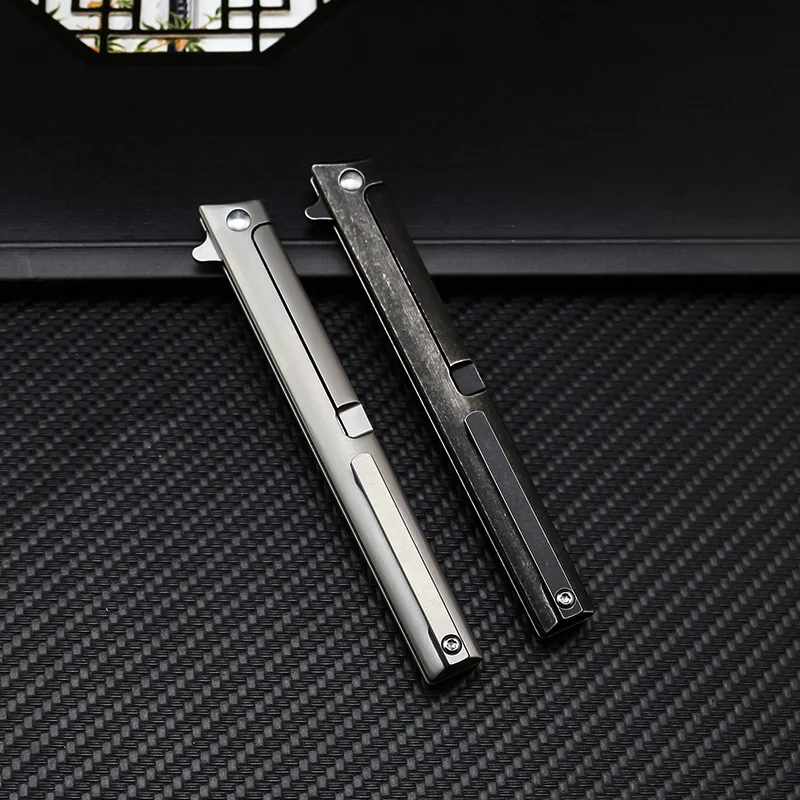 

Pen Knife Folding Titanium Alloy 60HRC Hardness M390 Steel D2 Steel Outdoor Portable EDC Fruit Cutter Leather Holster