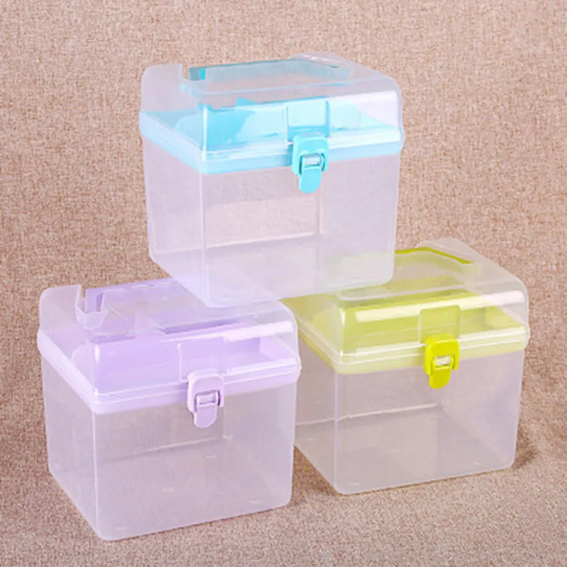 

small Double layer portable Toolbox stationery painting Art storage box plastic medicine chest box Desktop Sundry Practical Case