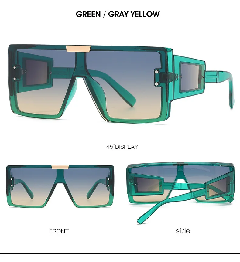 Übergroßen Goggle Platz Sonnenbrille Frauen Marke Steampunk Einem Stück Flachen Top Sonnenbrille Männer Vintage Großen Rahmen Brillen UV400 – Detail 9