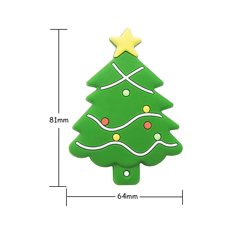 Chenkai-mordedor de silicona para &aacute;rbol de Navidad, cadena de mordedor para beb&eacute;, colgante, collar, juguete, 5 uds.-4
