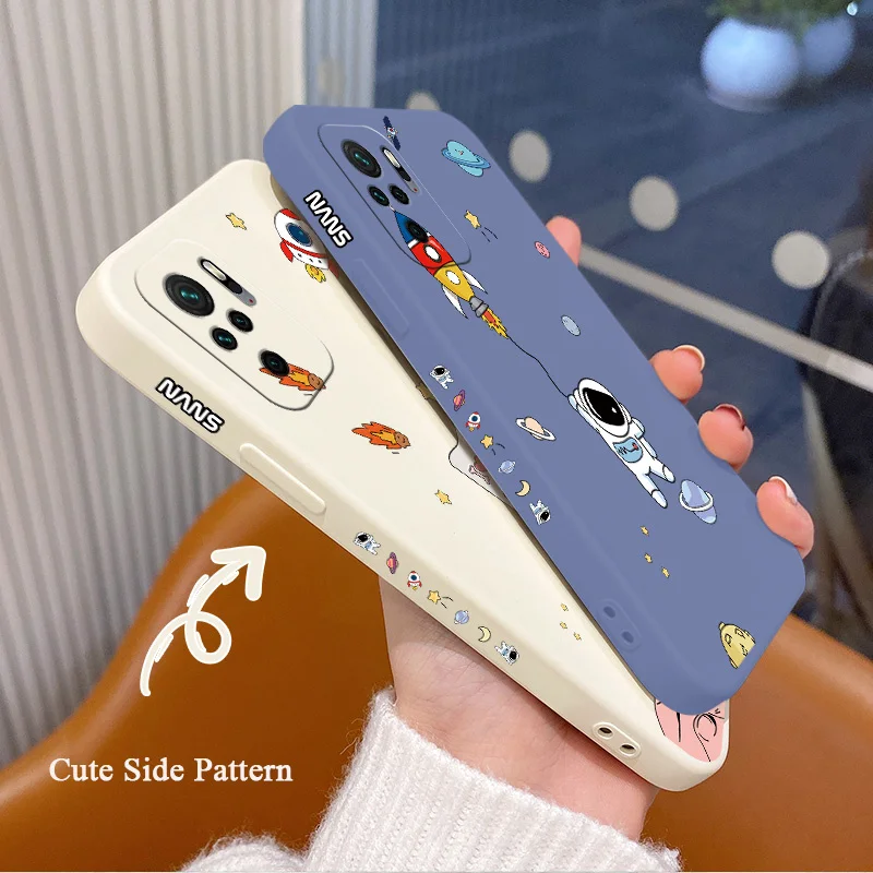 Rocket Astronaut Case For Xiaomi Redmi Note 10 10S 9T 9 8 7 Pro MAX Redmi 10 9 9A 9T K40 K30 K20 Pro Shockproof Soft Phone Cover