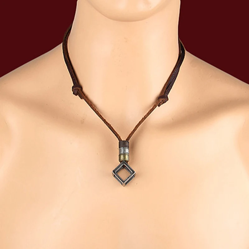 Сплав кожа Подвески мужские ожерелья Панк Винтаж Высокое качество Регулируемая