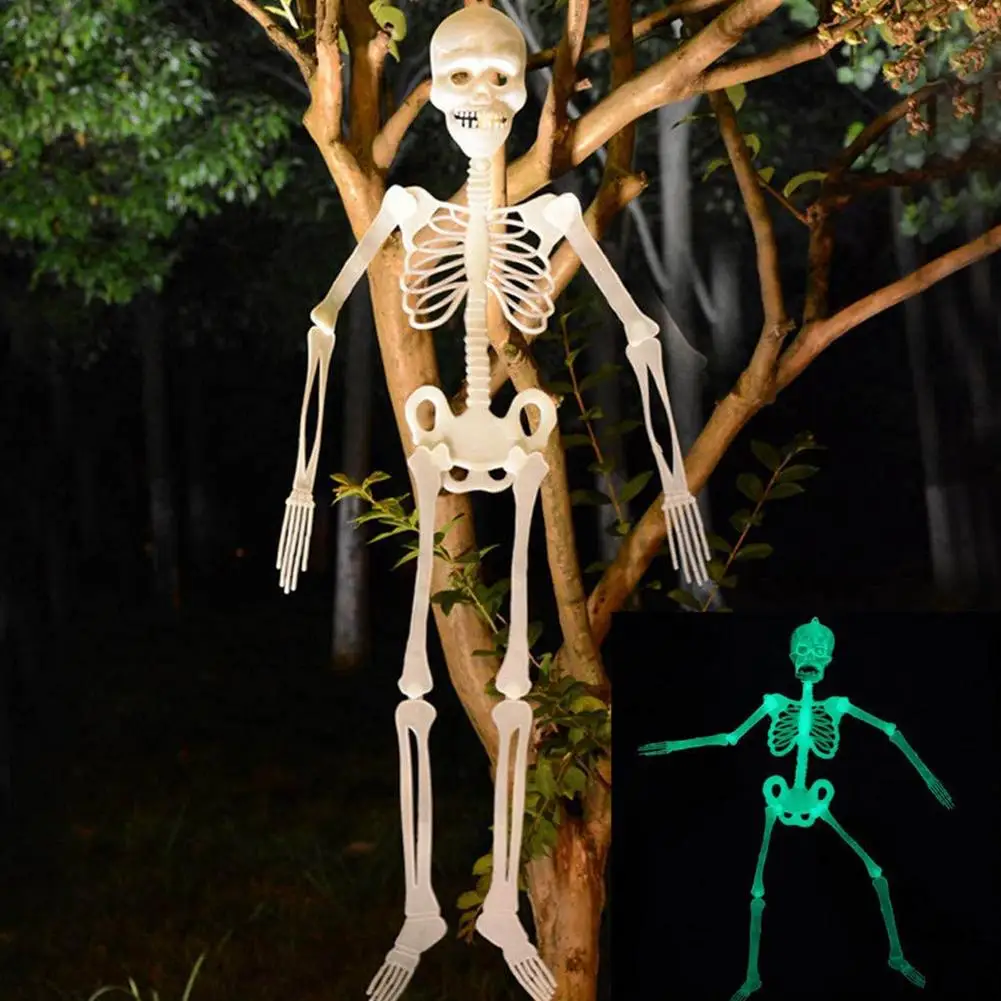 

150cm Luminous Skull Skeleton Body Scary Halloween Toy Haunted House Prop Fluorescent Spoof Novelty Toys Halloween Decoration