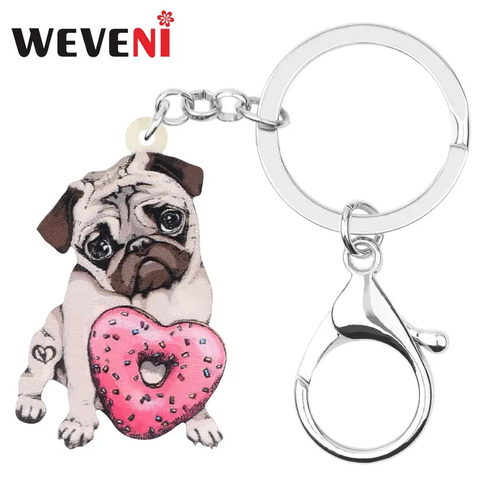 WEVENI акриловая сумка на День святого Валентина пончики мопс собака цепочки кольца