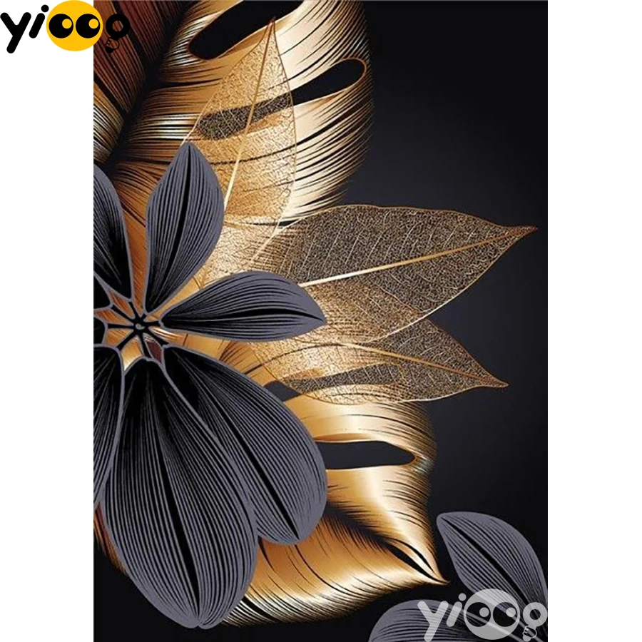 

Full Square/Round Drill Diamond Painting Cross Stitch Embroidery Abstract Golden Leaf Rhinestone Mosaic Home Decor Gift AX2249