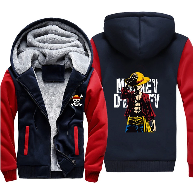 

Высококачественная Мужская Флисовая Толстовка Luffy с Аниме One Piece, женские зимние толстовки с мангой, одежда для мальчиков и девочек, Прямая п...