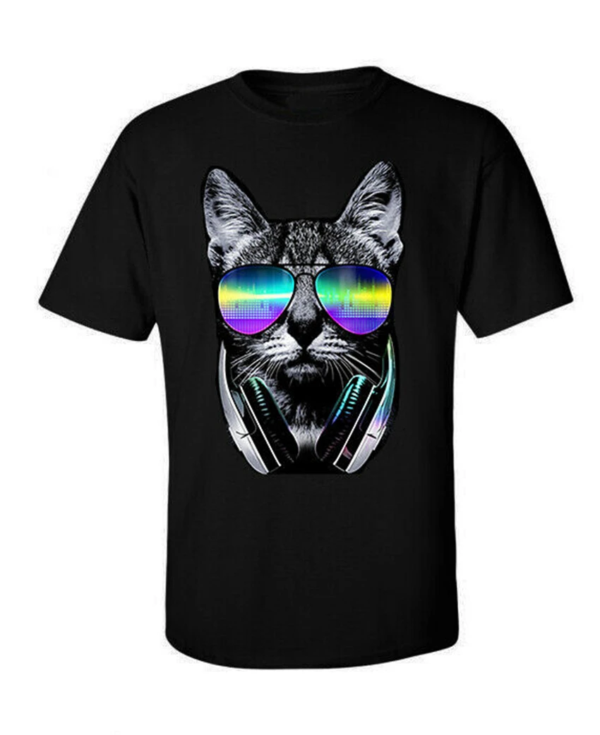 Edm Cat Tee музыка Rave Genetic Новинка забавная графическая футболка унисекс уличная