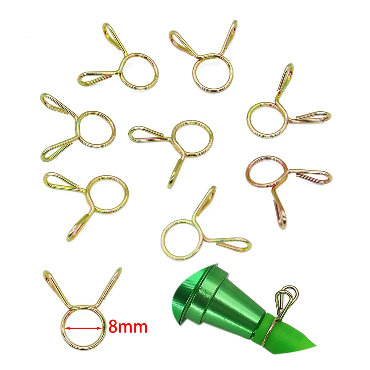 

10 pieces 8mm 8.5mm Motorcycle Scooter ATV Moped Fuel Line Hose Tubing Spring Clips Clamp