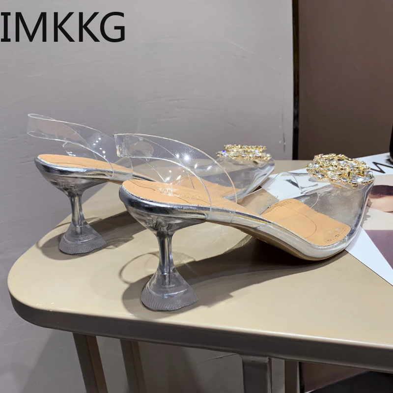 Сандалии женские прозрачные из ПВХ туфли лодочки с открытым носком высокий