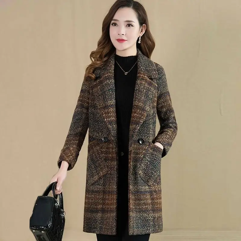 Женское шерстяное пальто размера плюс новинка 2019 элегантное женское из