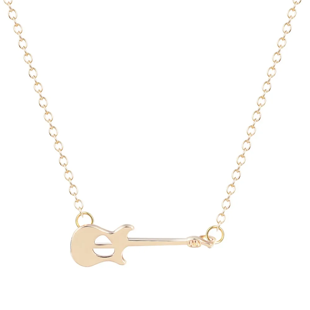 Панк музыка гитара кулон ожерелья для женщин Золотая Мода лазерное ожерелье и