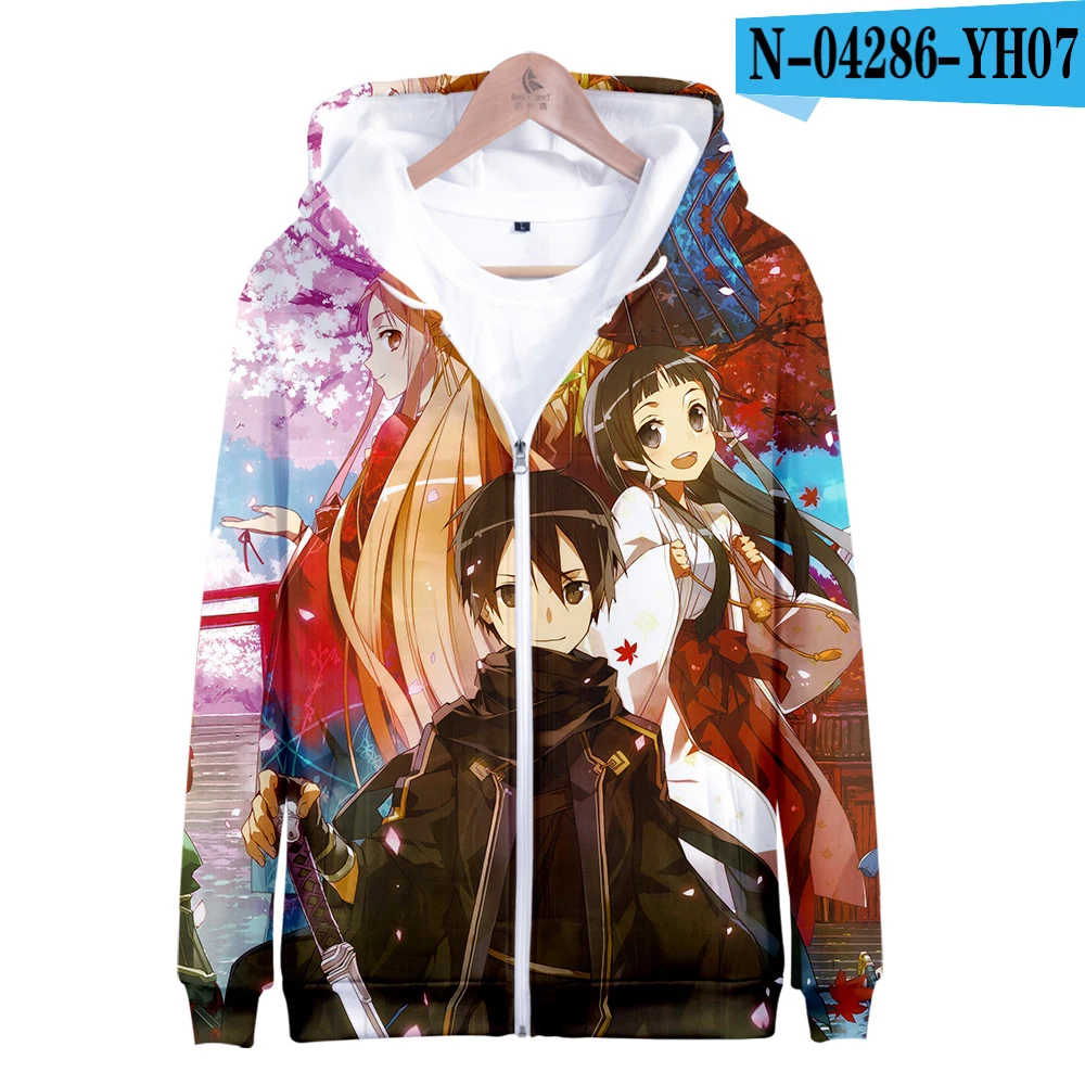 Аниме Толстовка с капюшоном Sword Art онлайн Алисия повседневные толстовки с капюшоном на молнии для мальчиков Academy SAO World пальто японский мультфильм - Цвет: one