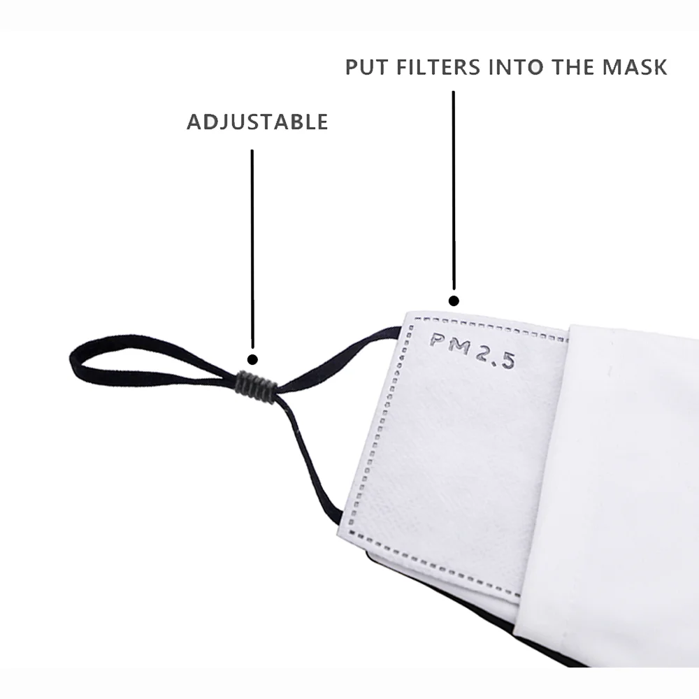 

Adult Print Face Mask Printing Cartoon PM2.5 Activated Carbon Filter Paper Masks Adjustable Male Washable Breathable Mascarillas