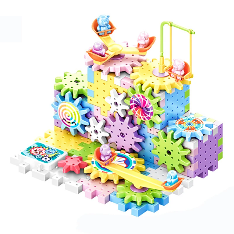 Большой аксессуар для развлечений "Блоки Аттракционного Парка Разноцветные Детали Замка Большие Частицы Города Электрическая Обучающая Детская Строительная Игрушка ДИУ Подарок"