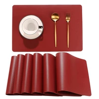 placemats pu leather heat resistant washable for dining table mats set of 4 non slip stain family kitchen tableware red black