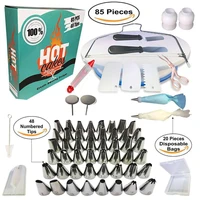 85 pcs icing piping tips cake decorating tools cream bag pastry nozzles converter confectionery cupcake dessert baking