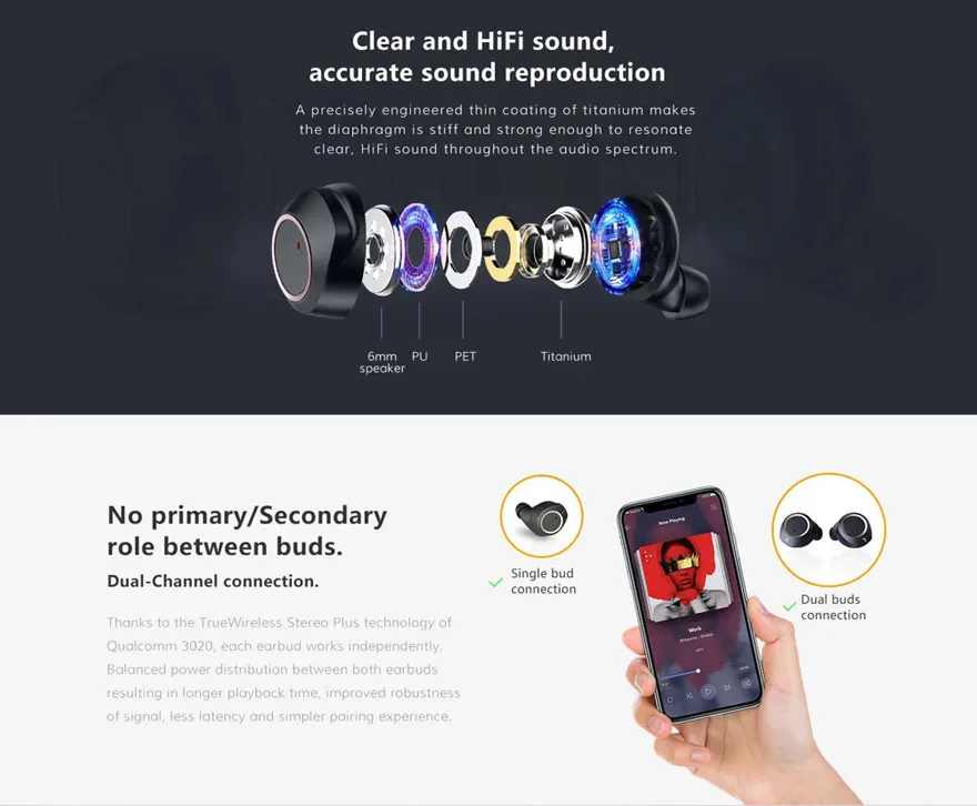 Kelodo TWS беспроводные наушники Bluetooth 5,0 QCC3020 Hi-Fi стерео гарнитура спортивные Bluetooth наушники с зарядным устройством