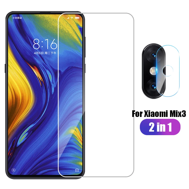 2 в 1 для Xiaomi Mi Mix 3 Mix3 защита экрана из закаленного стекла + объектив камеры мягкая