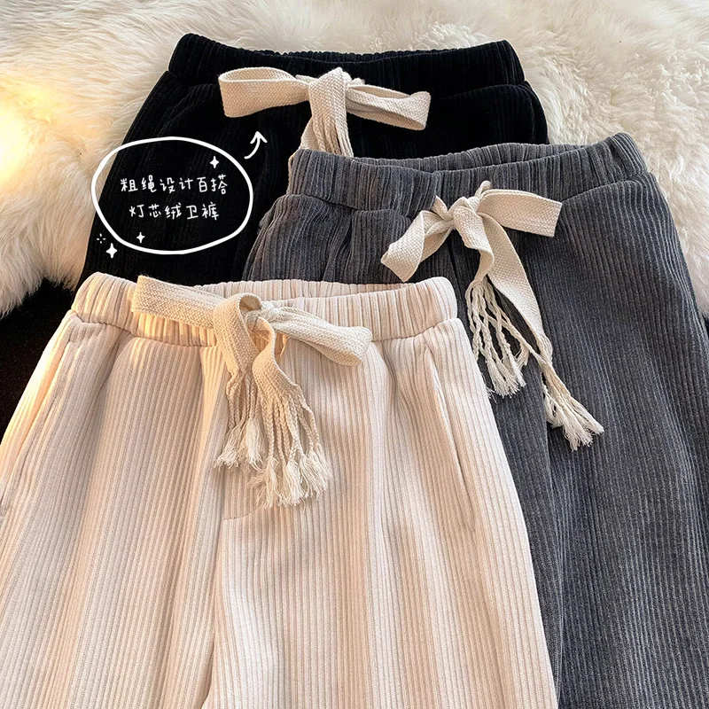 

Corduroy Pants Men Spring Autumn pants casual loose staight trousers mens Elastic waist pant male trousers M-XXL