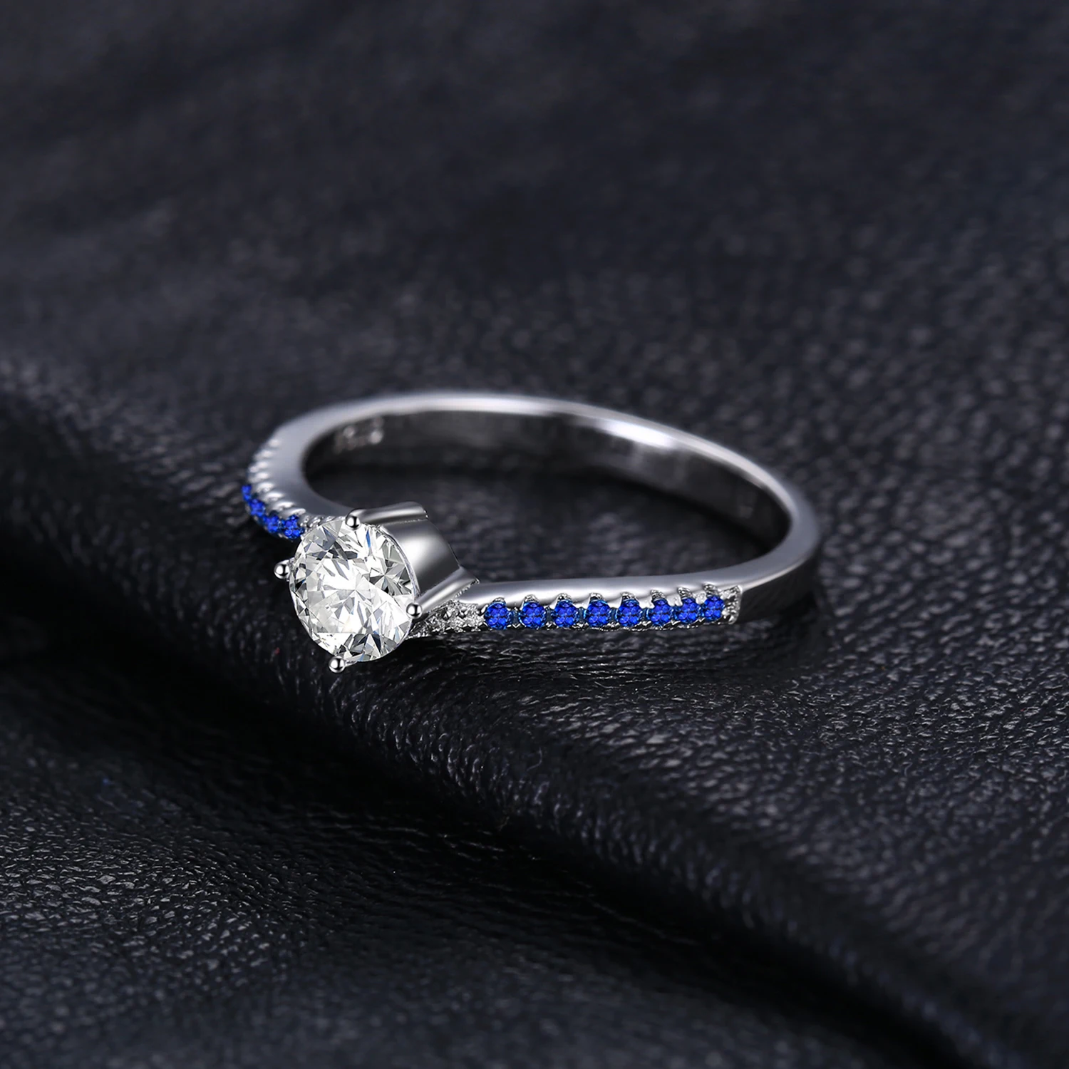 JewelryPalace Круглый 0.7ct Цирконий Создал Синий Nano Сапфир Годовщина Обещание