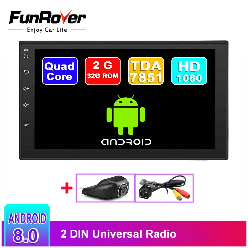 Автомобильный мультимедийный плеер Funrover универсальная стерео система на Android 8 0