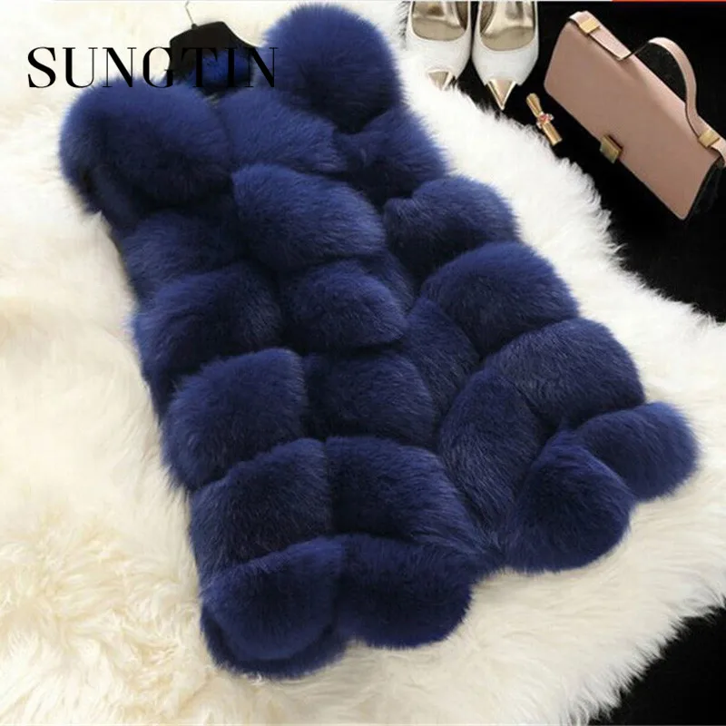 Sungtin 7 цветов искусственный мех пальто черный длинный женский меховой жилет