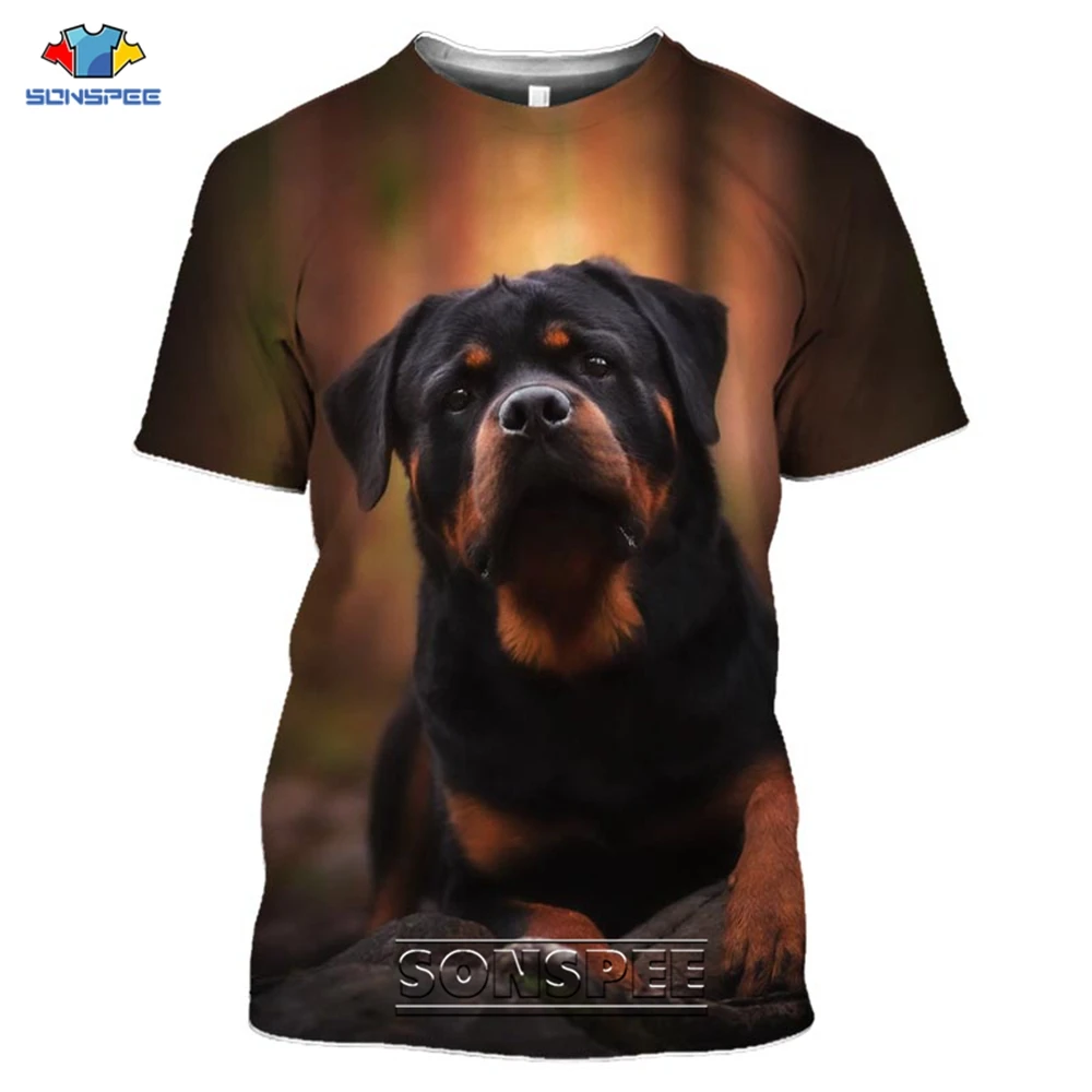 

SONSPEE Rottweiler Dog Animal 3D Print T Shirt Casual Hip Hop Harajuku Fitness Summer Short Sleeve Women Men's Tees Tops Clothes
