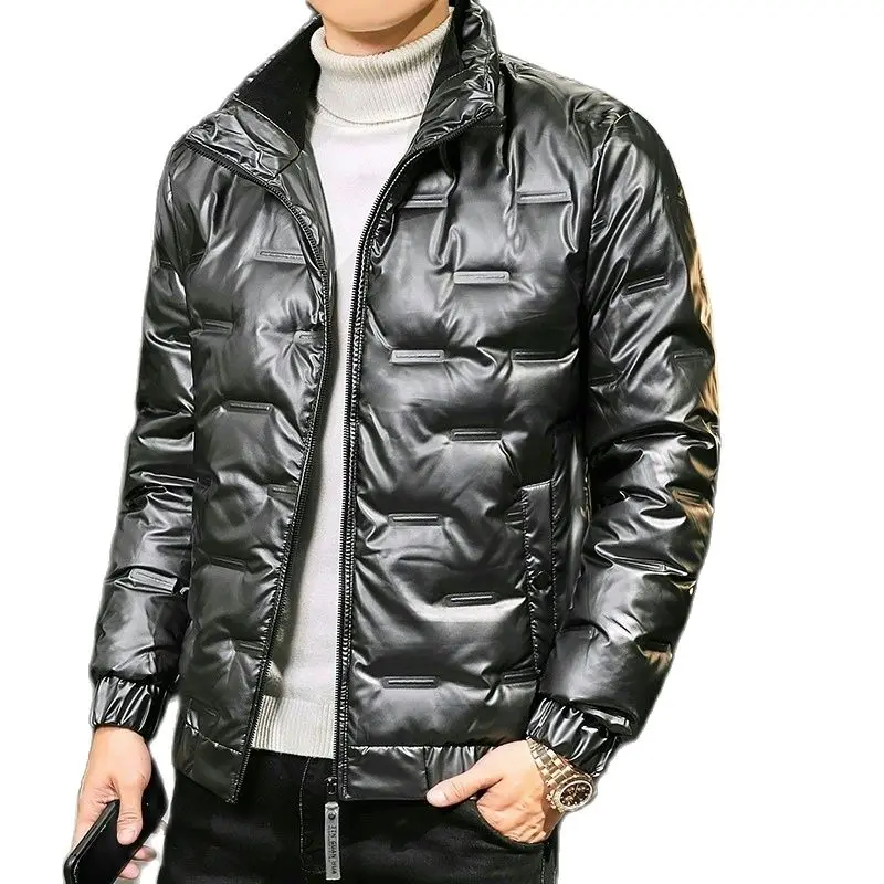 Золотые мужские парки с капюшоном пальто серебристо-черная зимняя Толстая