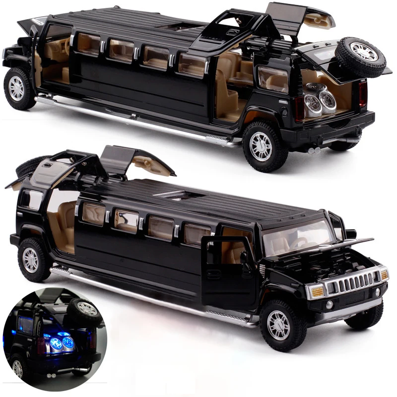 

Free shipping high simulation 1:32 alloy hummer limousine metal diecast car model pull back flashing musical kids toy vehicles
