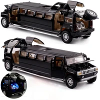free shipping high simulation 132 alloy hummer limousine metal diecast car model pull back flashing musical kids toy vehicles