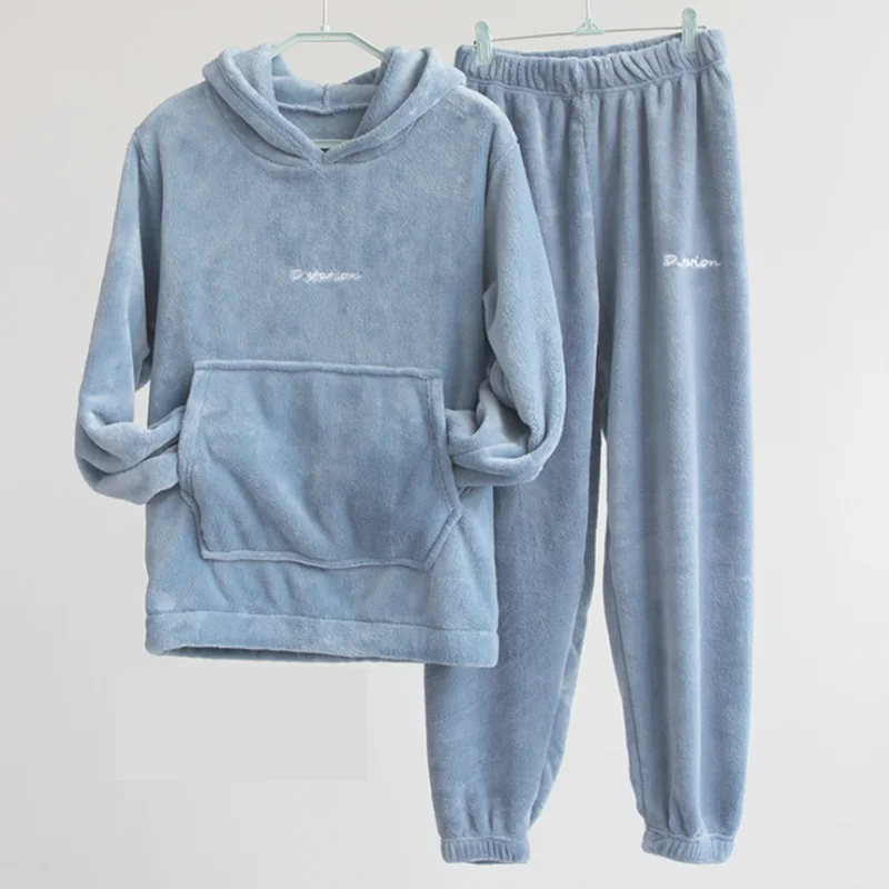 

Female Winter Pajamas Set Thick Warm Flannel Homewear Lounge Wear Women's Pijamas Home Trousers Suit Clothes Plus Size