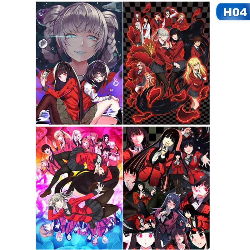 

4PCS /Set 30x21cm/30x42cm Anime Jabami Yumeko Kakegurui Gambaling School Wall Poster Scroll Cosplay Home Decor